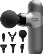 cotsoco Mini pistola de masaje, masajeador muscular de percusión de tejido profundo, masajeador portátil compacto de mano con 6 cabezas y 4 velocidades, silencioso para el hogar, gimnasio, oficina