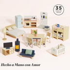 Le Toy Van Wooden Dolls House Full Starter Furniture & Accessories Playset