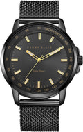 Perry Ellis Reloj para hombre con energía solar | Correa de malla de acero | Relojes de pulsera analógicos resistentes al agua para hombre | Caja de 43mm | Bisel de tacómetro de aluminio | Elegante