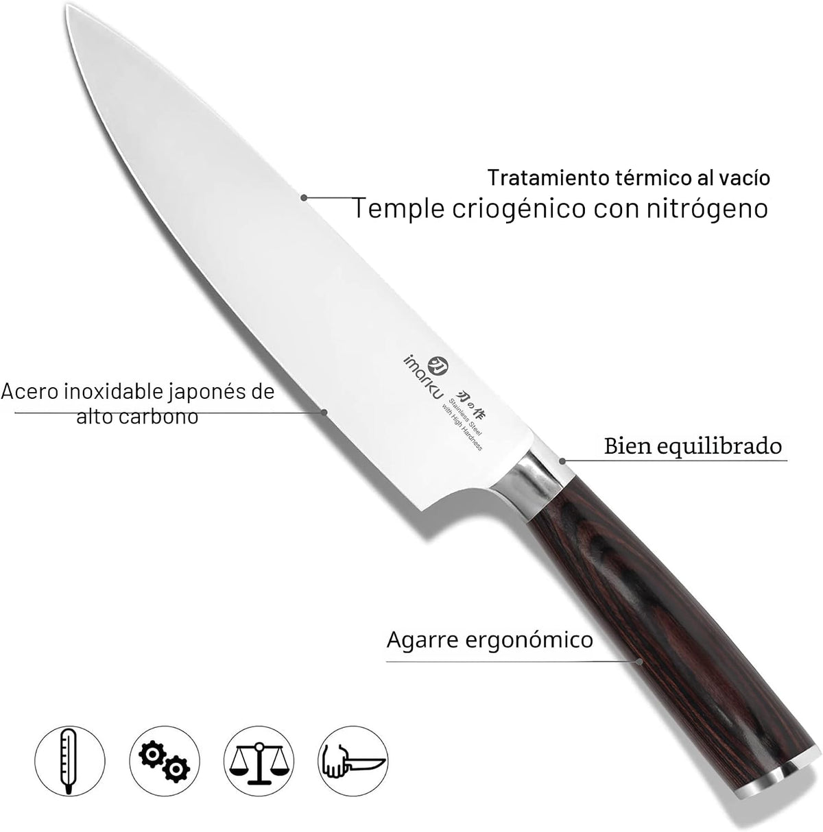 imarku Juego de cuchillos de 3 piezas, cuchillos de chef japoneses de acero