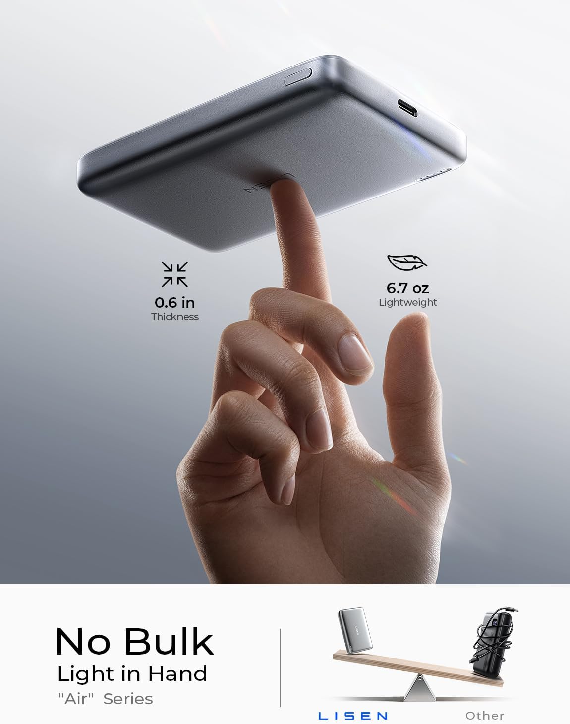 LISEN para batería Magsafe Power Bank, cargador portátil delgado de...