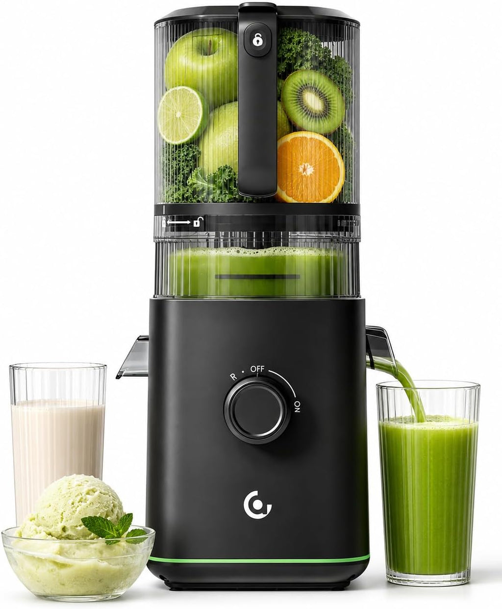 AMZCHEF Exprimidor de prensa en frío, Juicer lento de autoalimentación de