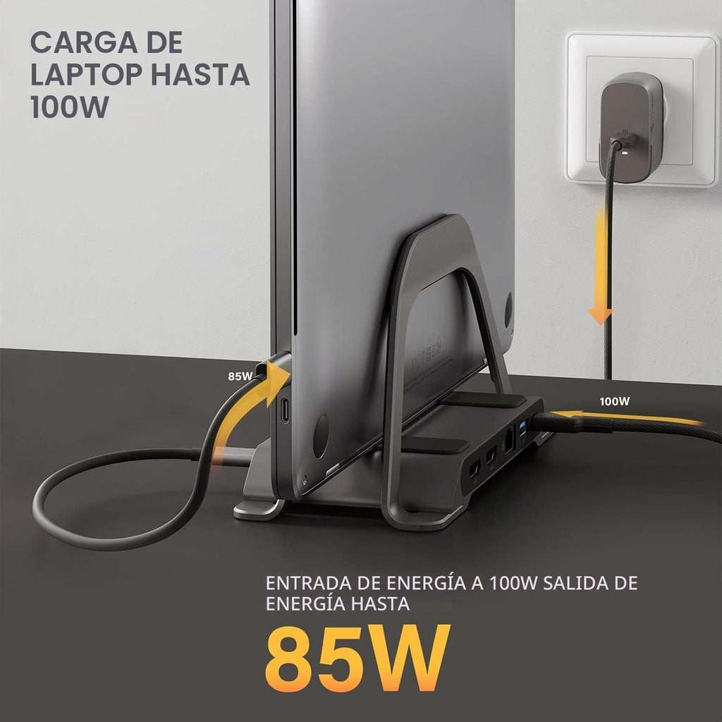 ALOGIC 10 en 1 USB-C Dual Monitor Dock con 2 HDMI, 3 puertos USB, lector de tarjetas SD y microSD, entrega de energía de 100 W, Gigabit Ethernet y conector de audio de 0.138 in