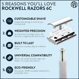 Maquinilla de afeitar de seguridad Rockwell Razors 6C de cromo blan...