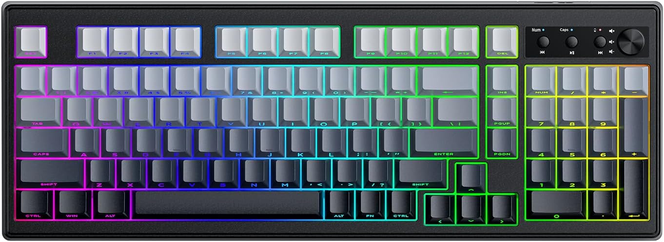 FREEWOLF K100 Teclado inalámbrico silencioso cremoso para juegos de...