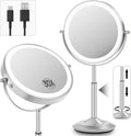 Espejo de maquillaje iluminado de 8 pulgadas con luz, espejo ajustable de