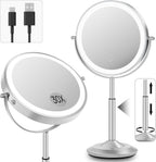 Espejo de maquillaje iluminado de 8 pulgadas con luz, espejo ajustable de