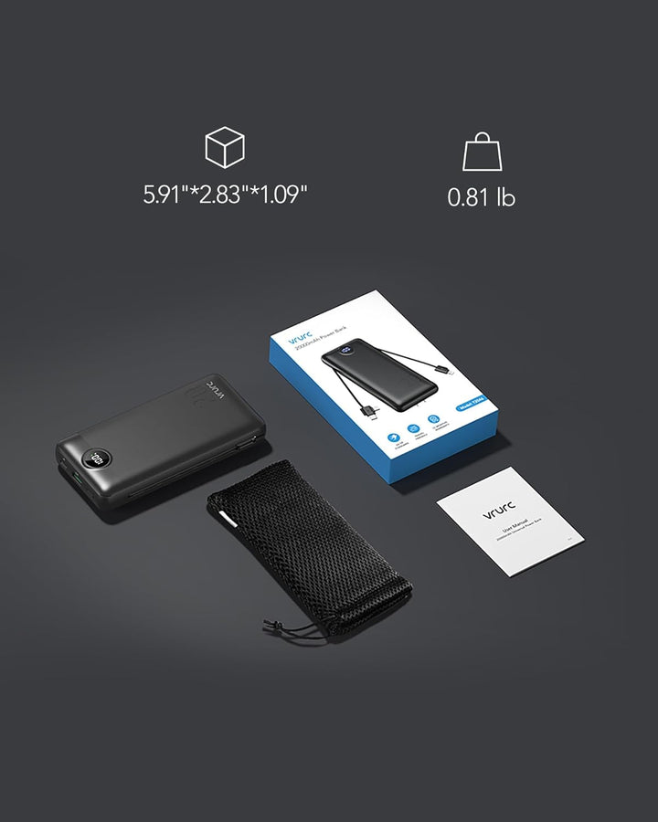 VRURC Cargador portátil de 20000mAh, banco de energía de carga rápi...