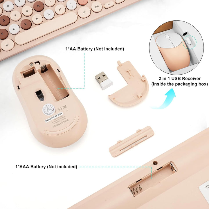 Combo de teclado y mouse inalámbricos, teclado retro de máquina de...