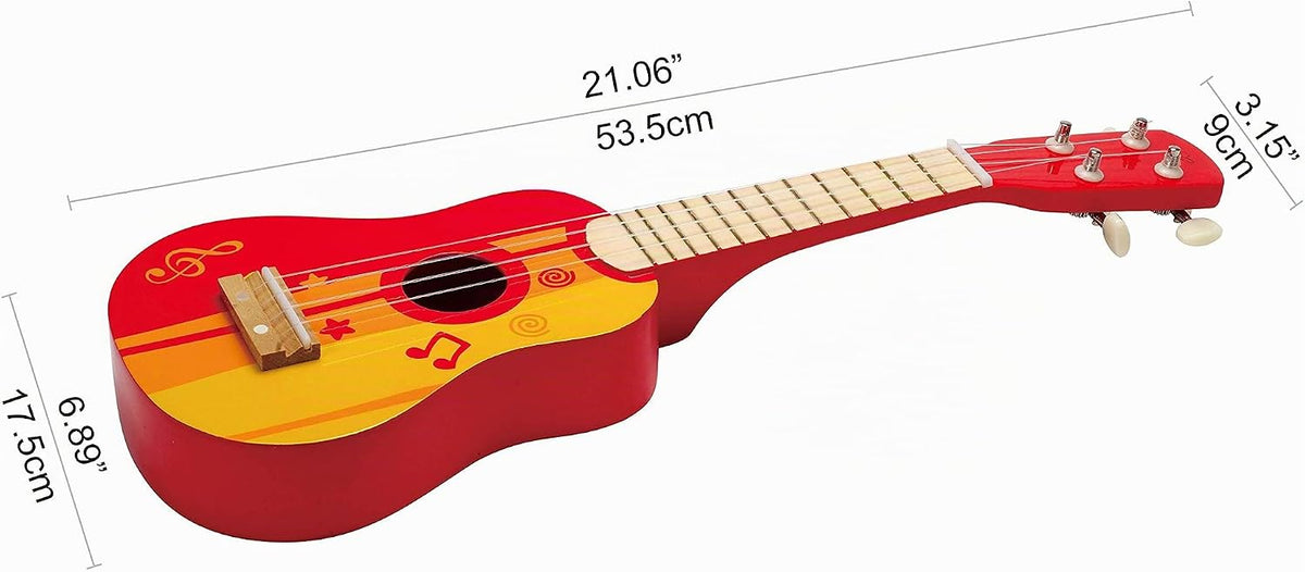 Hape - Ukelele de juguete de madera para niños, rojo
