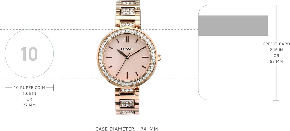 Karli Reloj de acero inoxidable con tres manecillas en tono oro rosa