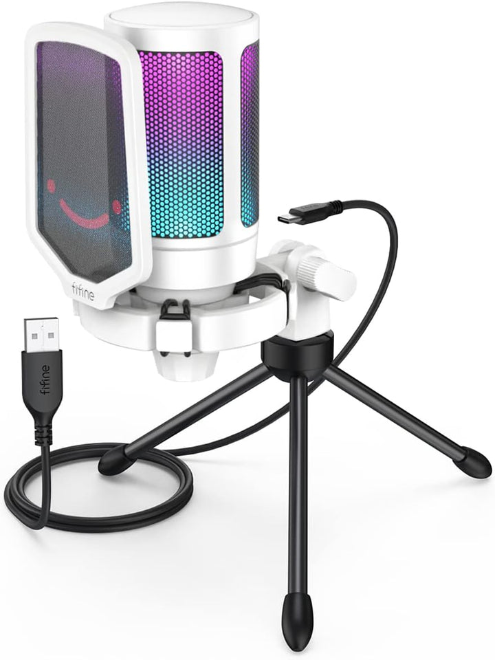 FIFINE AmpliGame - Micrófono USB, grabación de juegos de PC, micróf...
