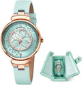 Relojes de Mujer Flor de Cerezo Reloj de Mujer Esfera de Madreperla Reloj de Dama con Correa de Cuero Forma de Pétalo Sakura Relojes de Flor de Cerezo para Mujeres Cristal de Zafiro para Durabilidad y