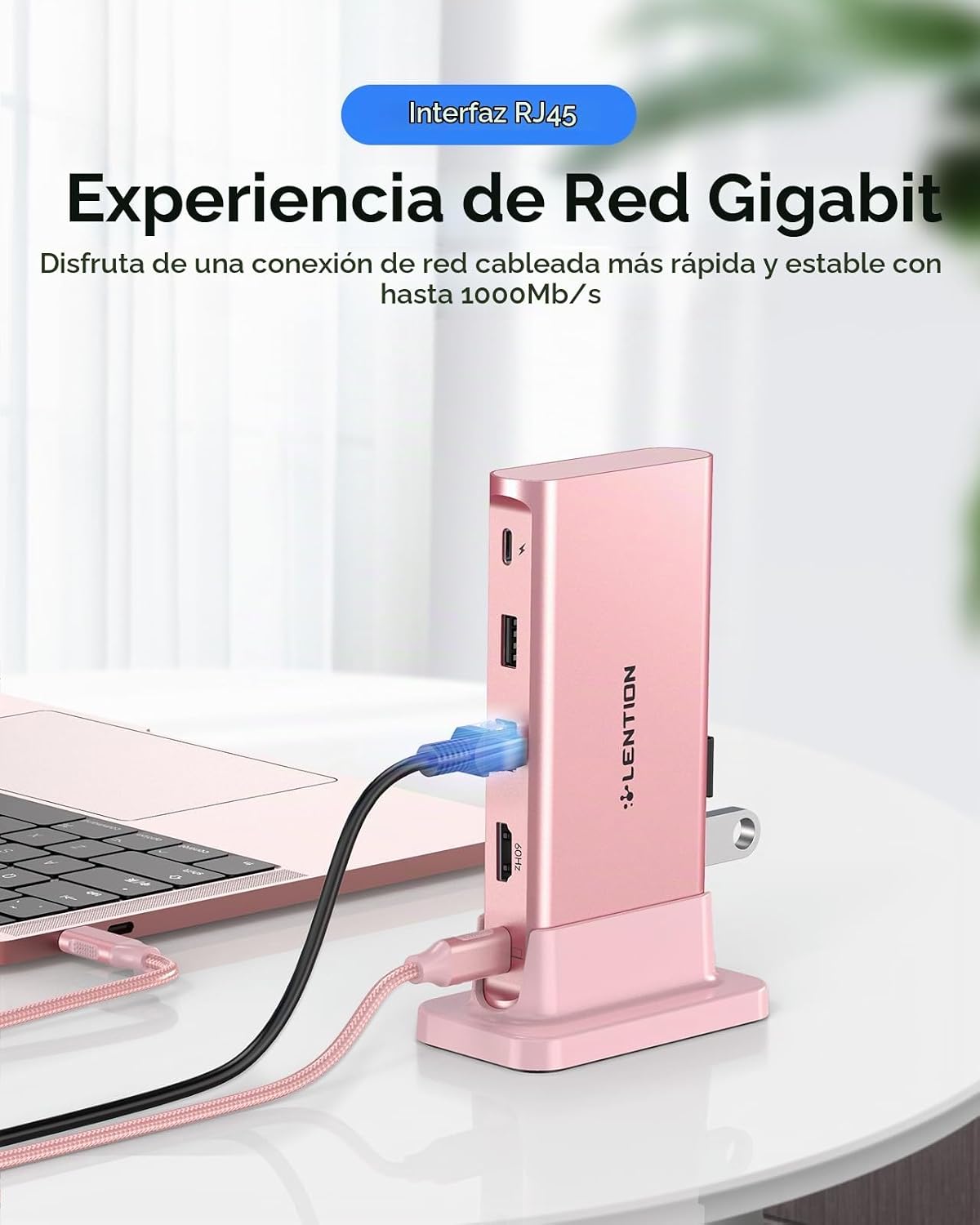LENTION, CB-TP-D53HEA-CCN-ROG-AE, hub USB 3.0 de 5 puertos