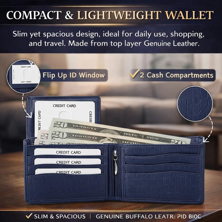Cartera de cuero para hombre - Bloqueo RFID, delgada y elegante con...