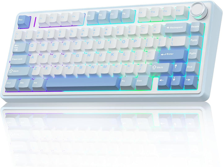 AULA Teclado Mecánico Inalámbrico F75 75%, Teclado Cremoso Intercam...