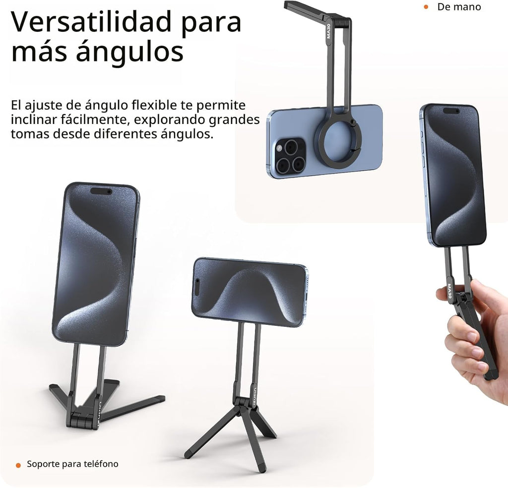 ULANZI MA30 - Soporte magnético de trípode para iPhone - Maglock de aluminio para teléfono inteligente, mini trípode de bolsillo, soporte para teléfono celular, imán fuerte, montaje rápido