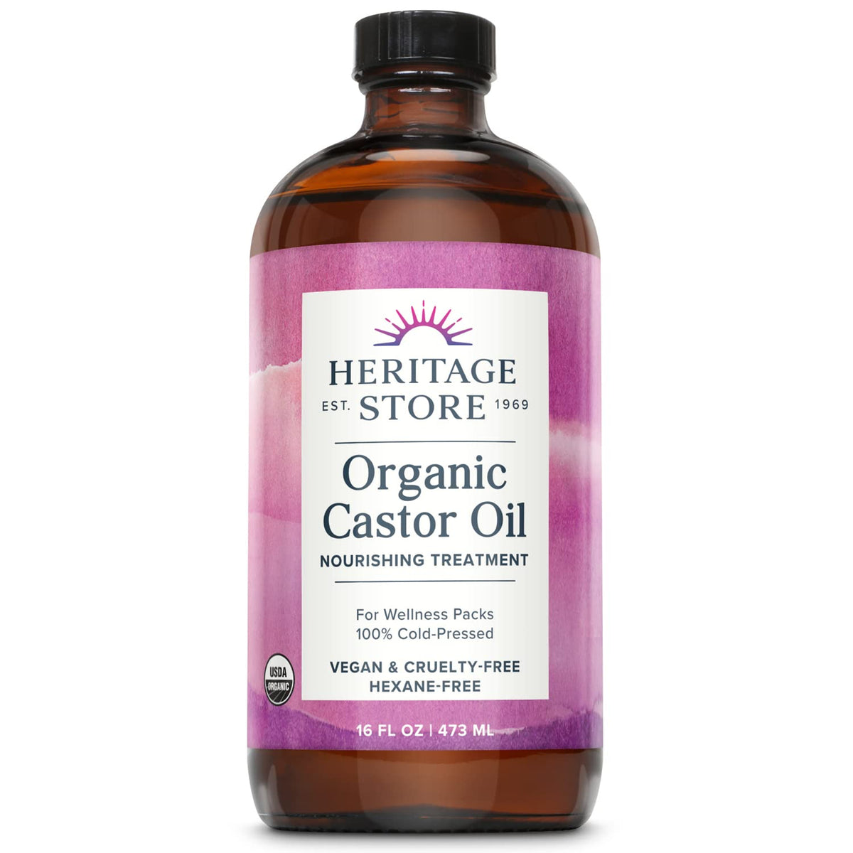 HERITAGE STORE Aceite de ricino orgánico – Botella de vidrio ...