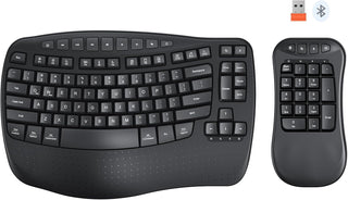 MEETION Wave - Teclado ergonómico, 2.4 GHz, inalámbrico, Bluetooth...