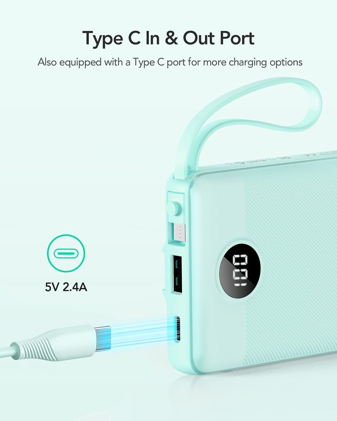 VRURC Cargador portátil para iPhone, batería compacta de viaje de 1...