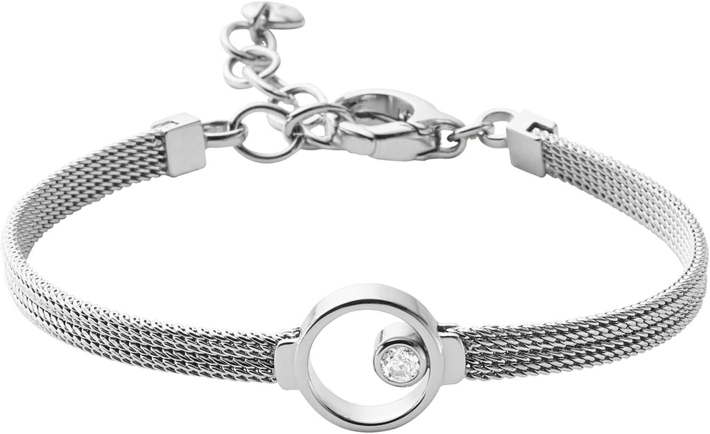 Skagen Anita Reloj de malla de acero inoxidable para mujer, plateado (Modelo: SKW2149) y pulsera Skagen "Elin" de cristal plateado, extensor de 6.5 pulgadas + 1.5 pulgadas
