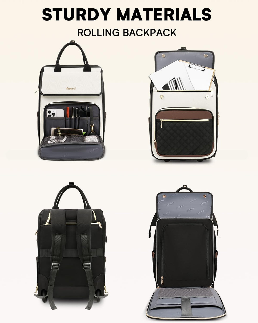 Mochila rodante Arcoyard para mujeres, mochila rodante para portáti...