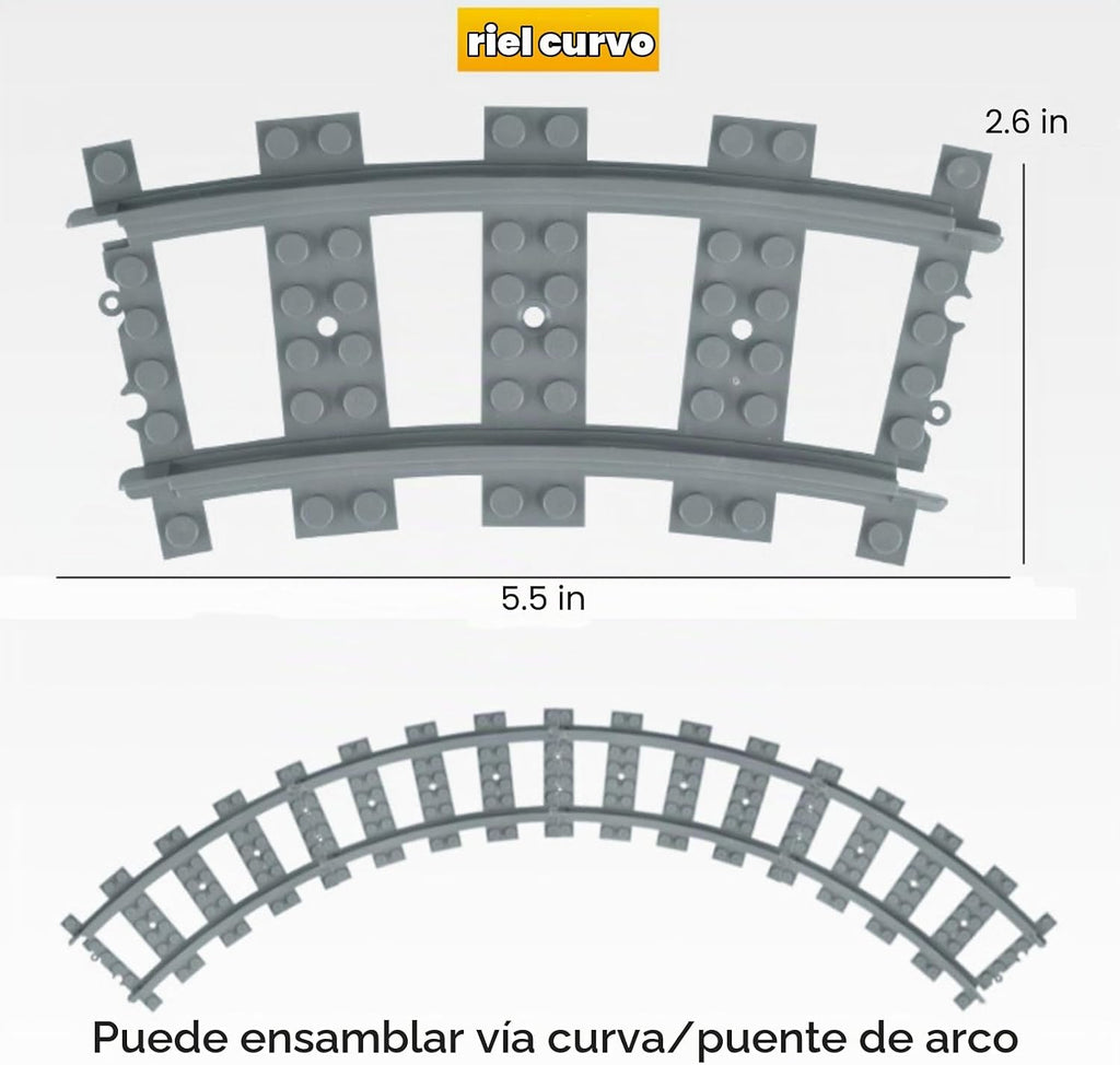 Finger Rock Juego de bloques de construcción de pistas de tren de ciudad, 212 piezas de rieles flexibles para vías de tren, juego de accesorios de expansión de ferrocarril cuesta arriba y descenso, pistas curvas rectas