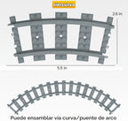 Finger Rock Juego de bloques de construcción de pistas de tren de ciudad, 212 piezas de rieles flexibles para vías de tren, juego de accesorios de expansión de ferrocarril cuesta arriba y descenso, pistas curvas rectas
