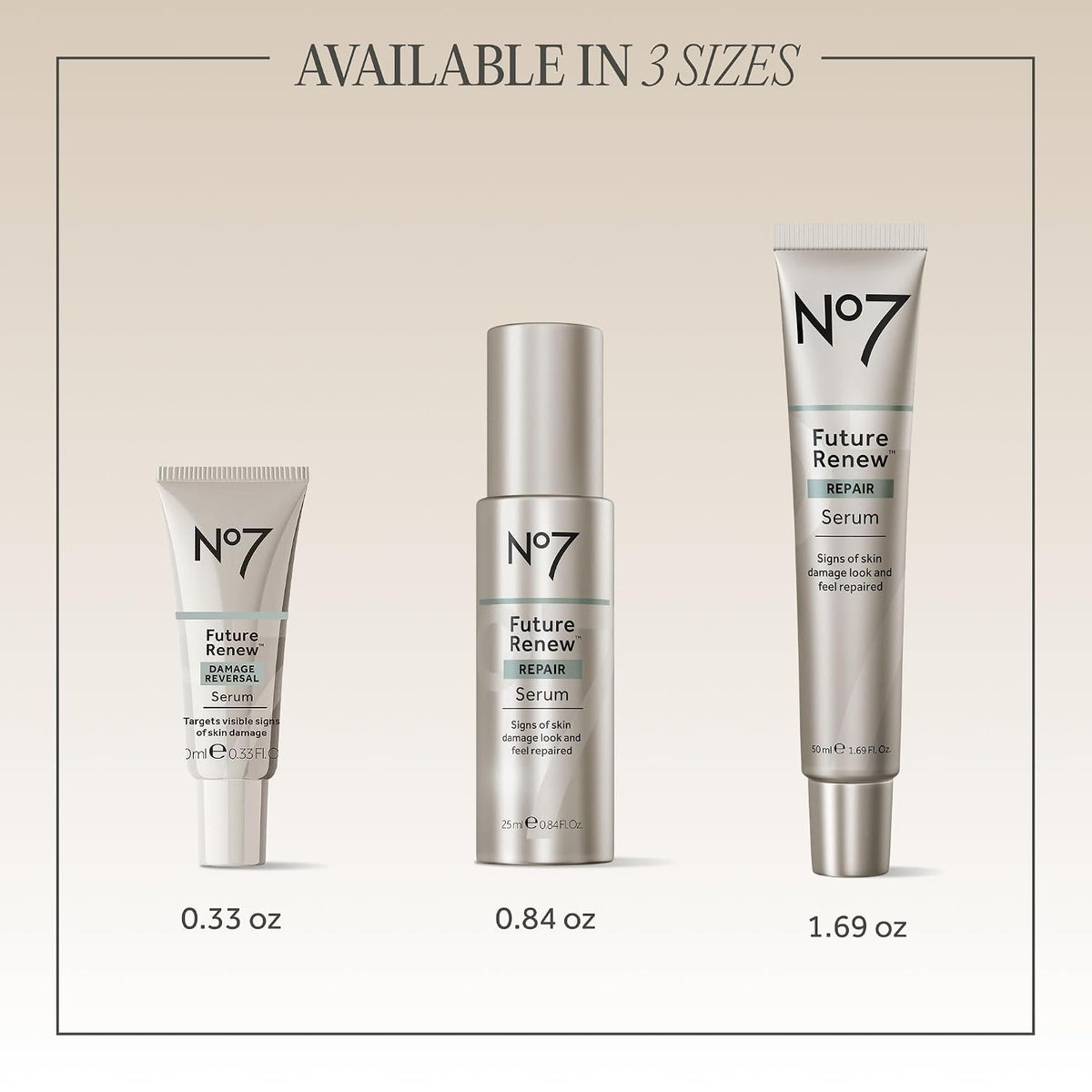 No7 Future Renew - Suero facial de reversión de daños para piel rad...