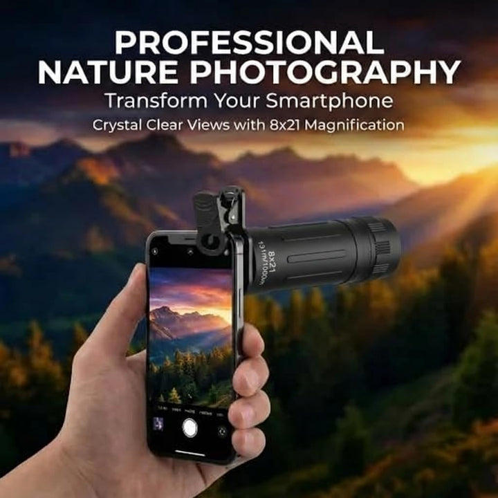 Telescopio monocular óptico HD de 8 x 21 alcance de