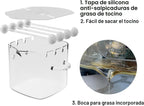 Cocina de vidrio para microondas y tocino, tapa de silicona, 4 pinchos de vidrio, 100 onzas
