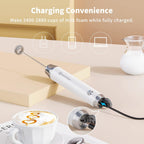 Maestri House LunaFro - Espumador de leche recargable con soporte, máquina de espuma eléctrica de mano, impermeable, desmontable, de acero inoxidable, mezclador de bebidas, espumador para lattes