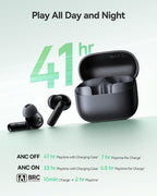 Baseus Bass BP1 NC - Auriculares inalámbricos híbridos con cancelación activa de ruido, Negro