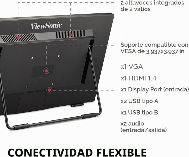 ViewSonic TD2465 Monitor de pantalla táctil de 24 pulgadas 1080p, m...
