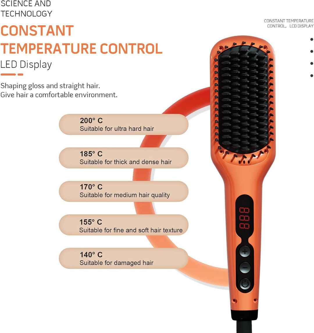 MEGAWISE Serie de cepillos alisadores de cabello (naranja vibrante)