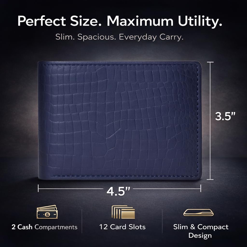 Cartera de cuero para hombre - Bloqueo RFID, delgada y elegante con...