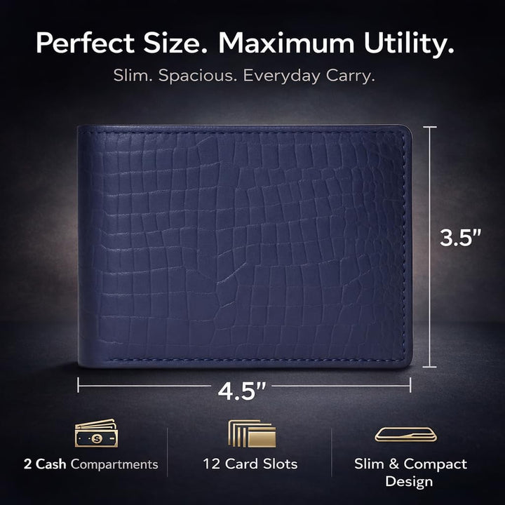 Cartera de cuero para hombre - Bloqueo RFID, delgada y elegante con...