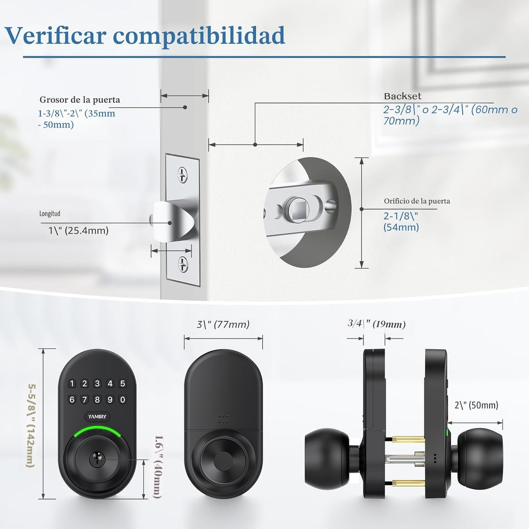 Yamiry - Cerradura inteligente con teclado, cerradura digital de en...