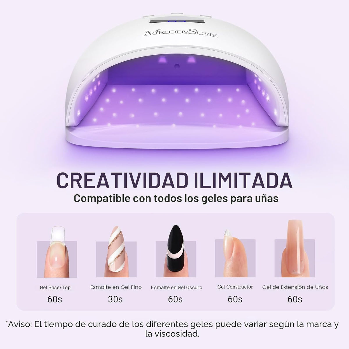 MelodySusie P-Plus30I - Lámpara de uñas profesional LED UV, secador...