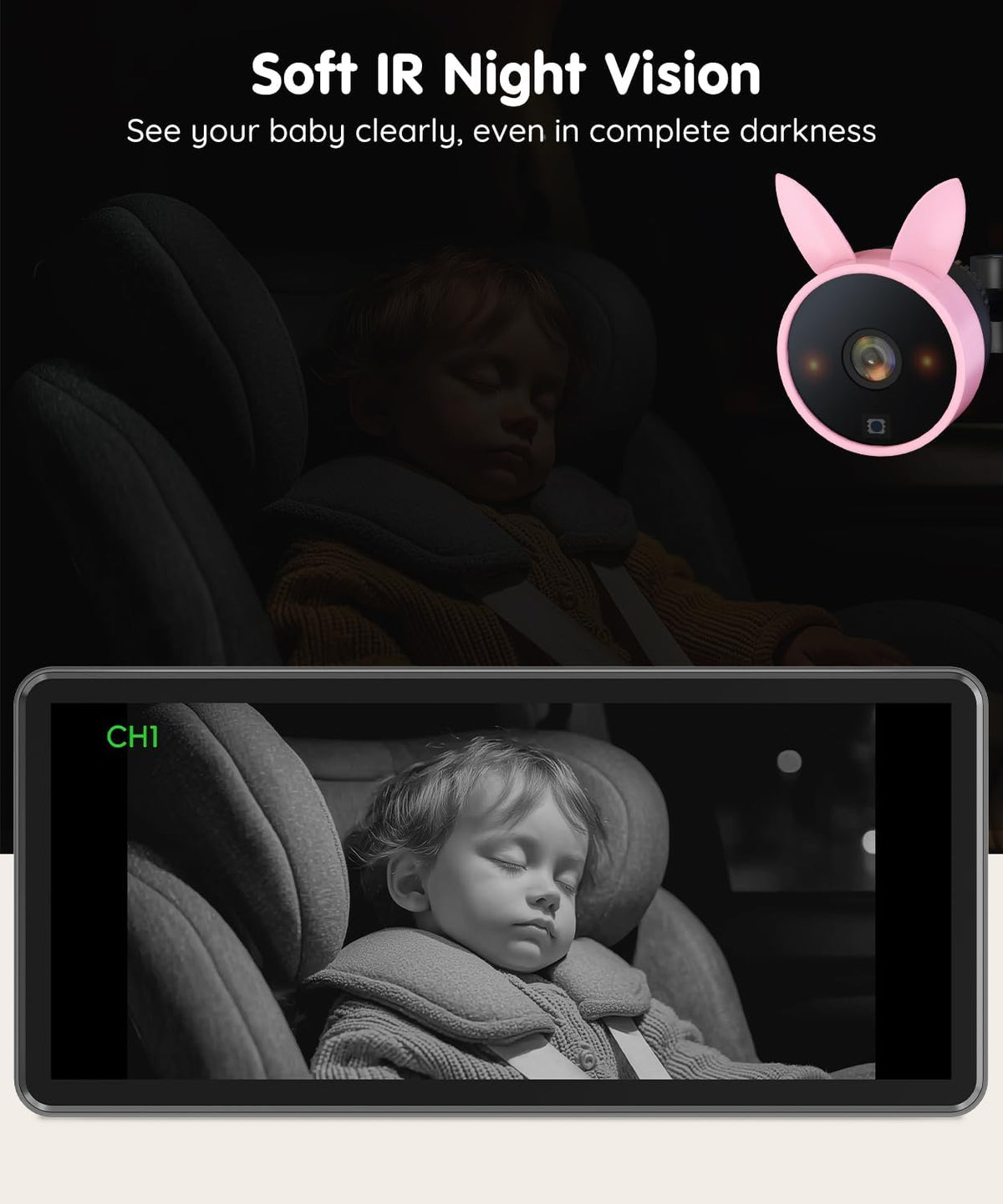 Babyvue BV3 MAX Cámara dual para coche de bebé para 2 niños, pantal...