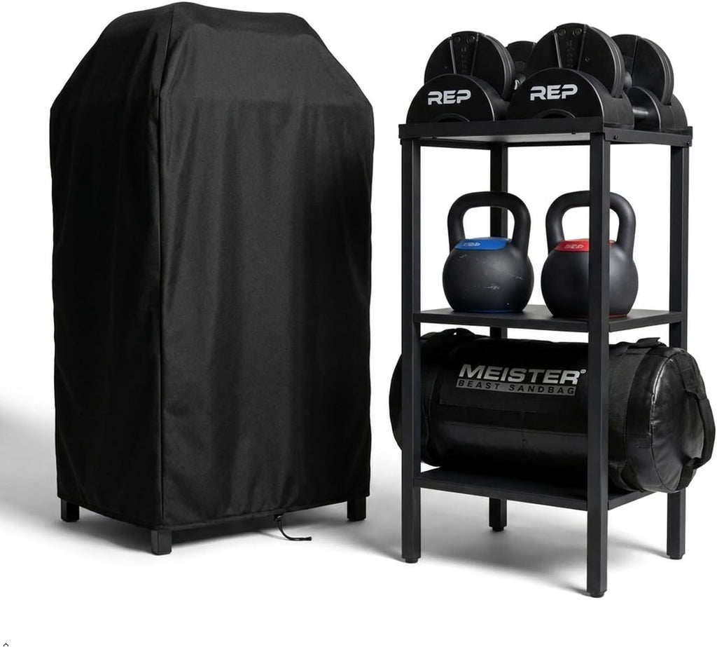 Rack ajustable para mancuernas/kettlebells 500-800LB de alta resistencia con cubierta Opt
