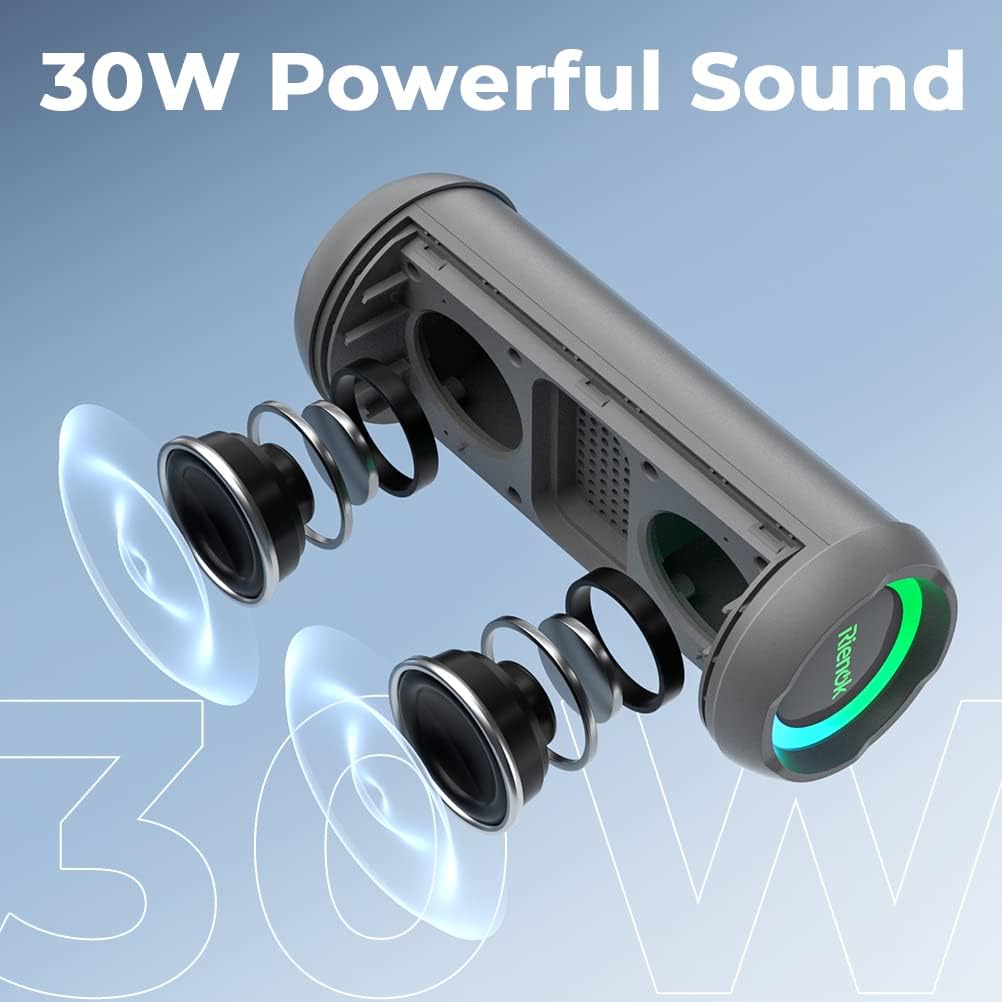 RIENOK - Bocina Bluetooth 30W portátil con emparejamiento dual, son...