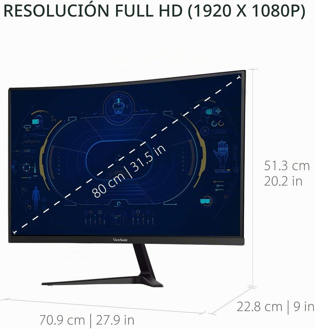 ViewSonic VX3218-PC-MHD Monitor curvo para juegos de 32 pulgadas 10...