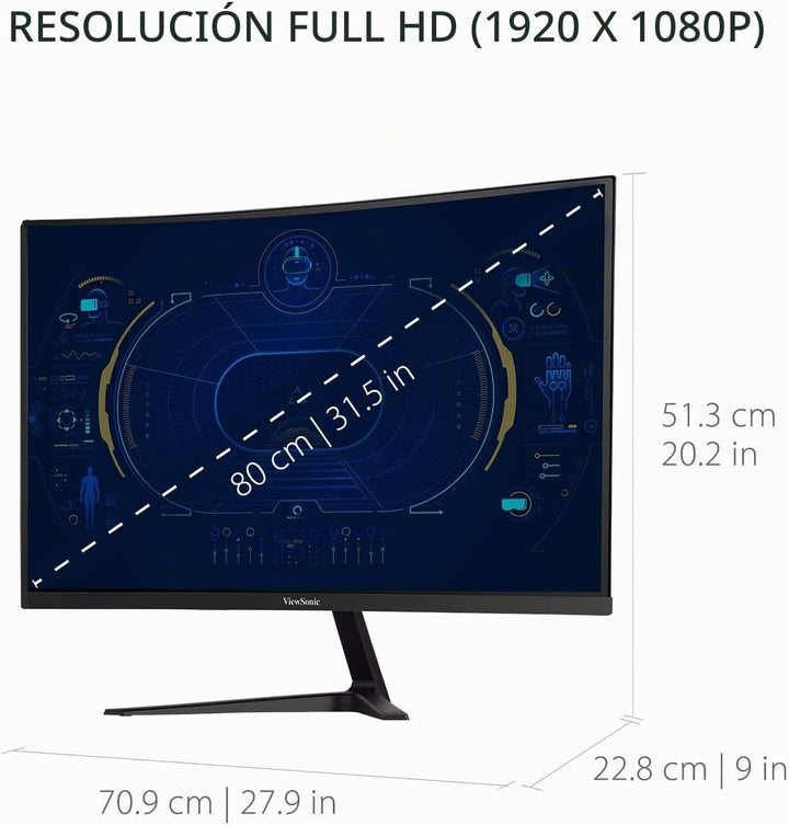 ViewSonic VX3218-PC-MHD Monitor curvo para juegos de 32 pulgadas 10...