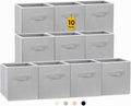 Cubos de almacenamiento, cubos de almacenamiento de 11 pulgadas para estantes (paquete de 10), contenedores de almacenamiento plegables de tela con asas dobles, cestas plegables para revistas, organizadores de armario y caja de almacenamiento (gris)