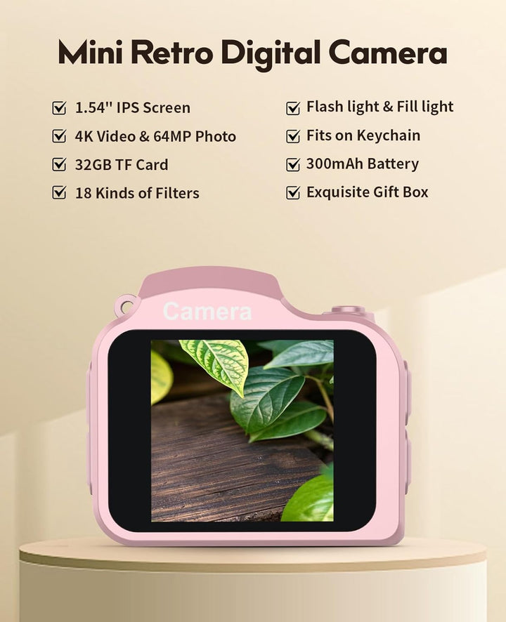 FLATIC Mini cámara con llavero - Mini cámara 4K con tarjeta de 32 G...