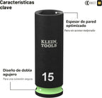 Klein Tools 65148HD KNECT Juego de llaves de impacto profundas y poco profundas, unidad de 3/8 pulgadas, SAE y métrico, juego de herramientas de 44 piezas, destornillador de impacto