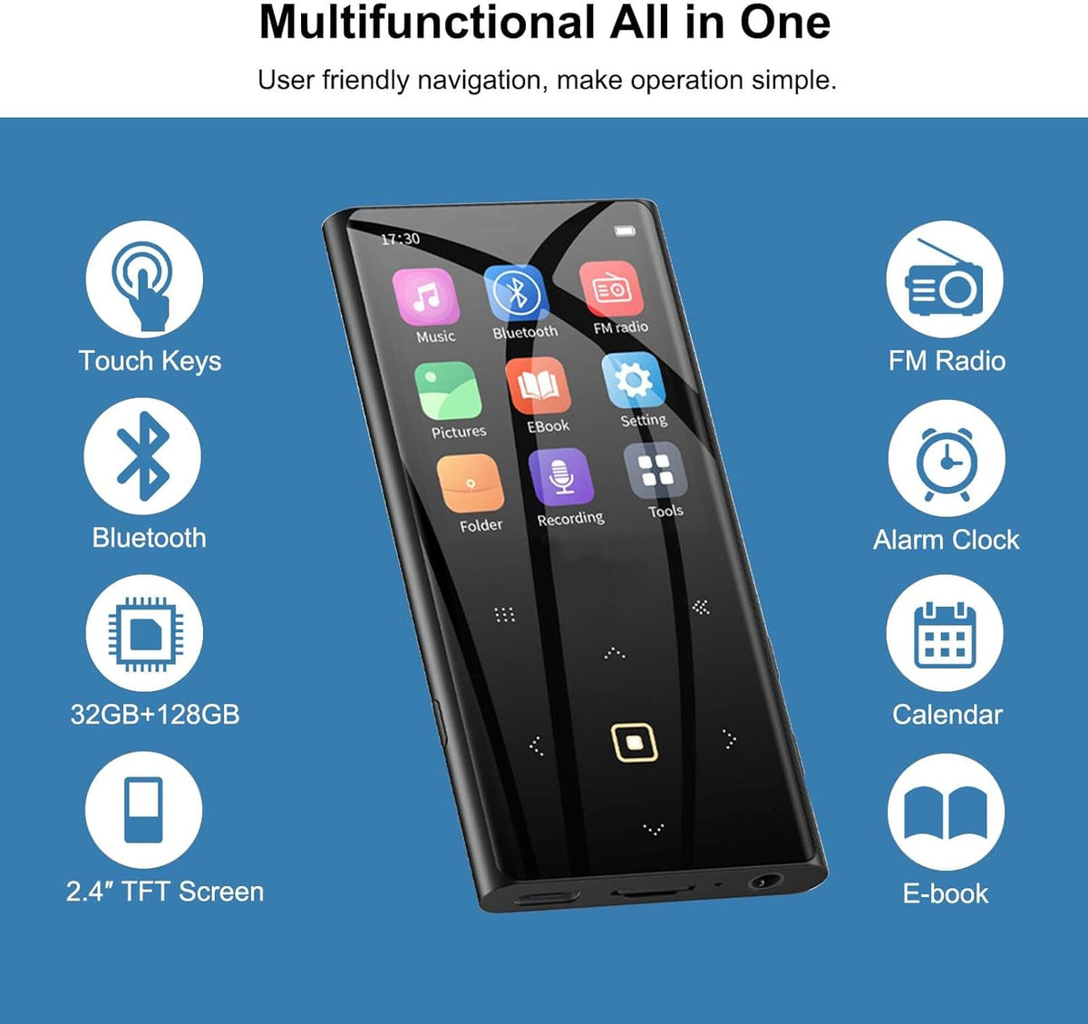 Reproductor de MP3 de 160 GB para niños con Bluetooth Reproductor d...