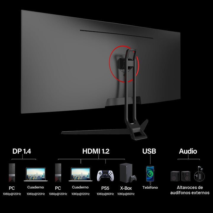 Monitor de juego Gawfolk de 34 pulgadas IPS 120Hz, pantalla ultra a...