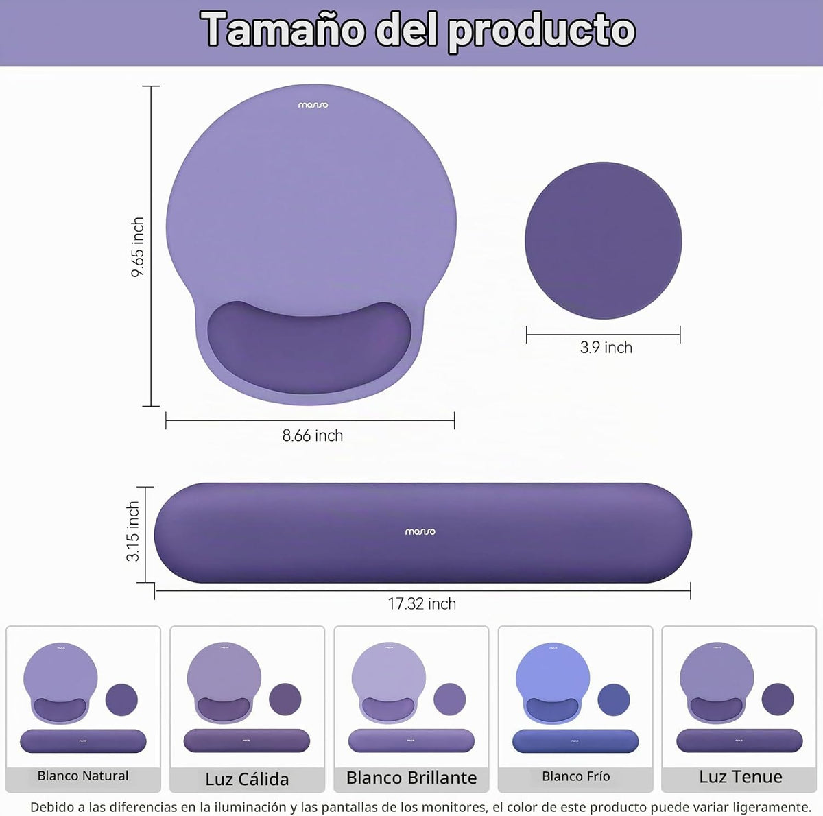 MOSISO - Soporte de reposamuñecas para mouse pad y teclado, color morado imperial